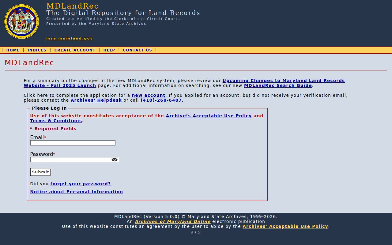 Maryland people search MDLandRec gateway