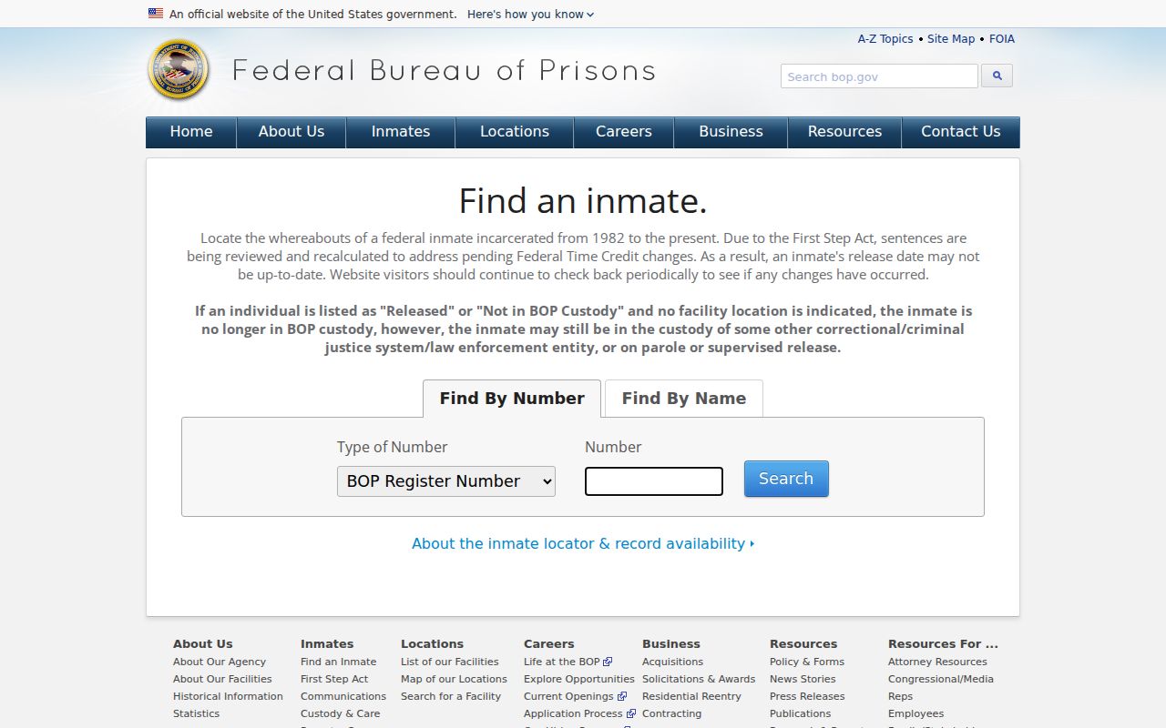 Maryland people search federal inmate locator