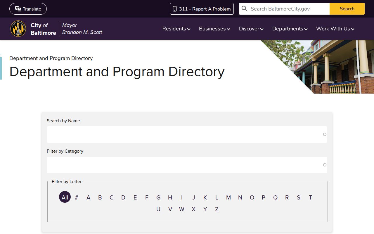 Maryland people directories Baltimore City government contacts