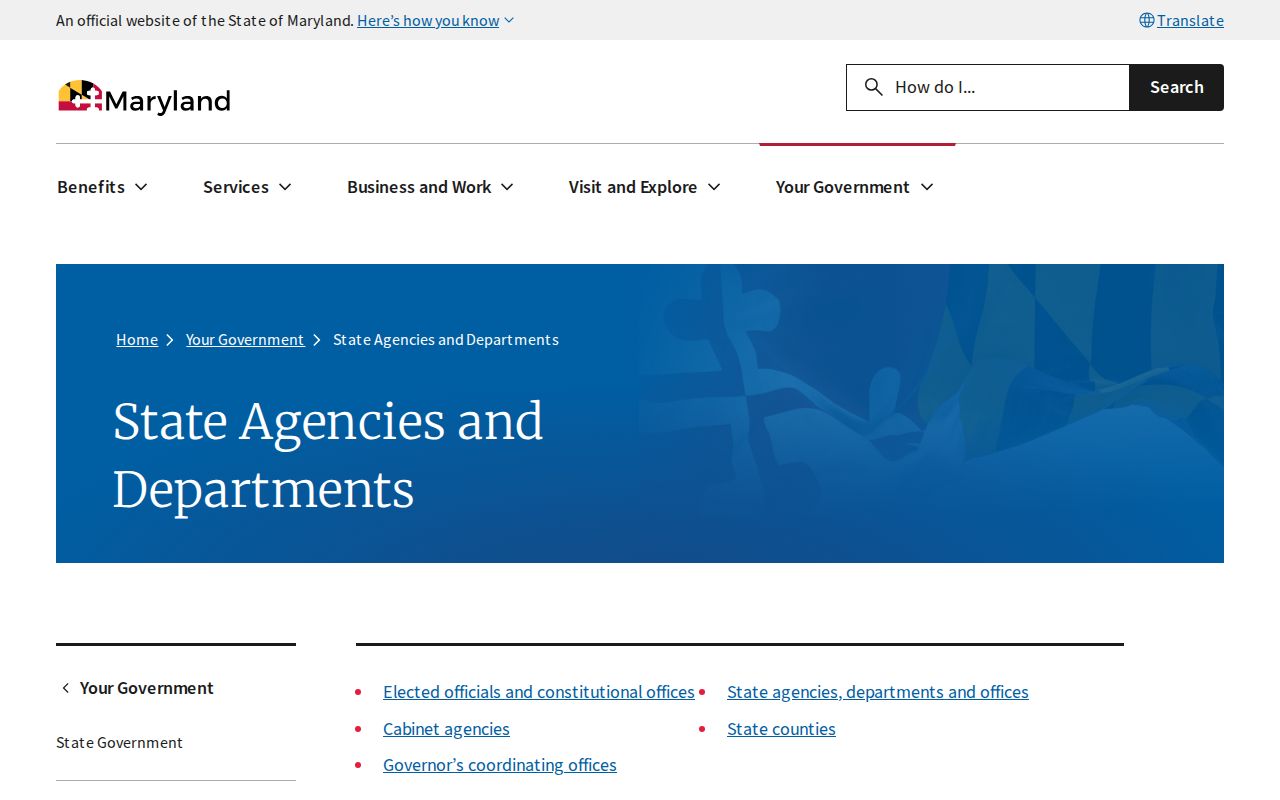 Maryland people directories state agency listing